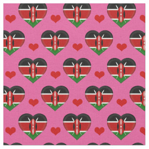 Kenyan Flag & Red Heart fashion Fabric /Kenya