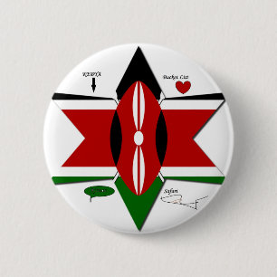 Kenyan Flag Safari Design: Bucket List 2 Inch Round Button