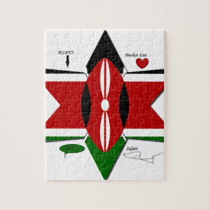 Kenyan Flag Safari Design: Bucket List Jigsaw Puzzle