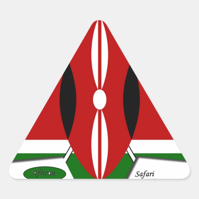 Kenyan Flag Safari Design: Bucket List Triangle Sticker (Front)