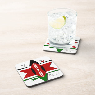 Kenyan Flag Safari: Star Design Bucket List Idea Coaster