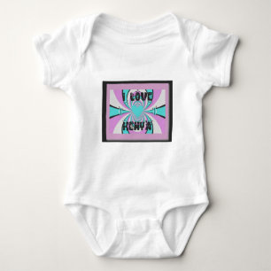 Kenyan Heart Art: I Love Kenya Purple Cyan Abstrac Baby Bodysuit