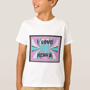 Kenyan Heart Art: I Love Kenya Purple Cyan Abstrac T-Shirt