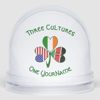 Kenyan Irish American Flag Shamrock Personalized Snowglobe