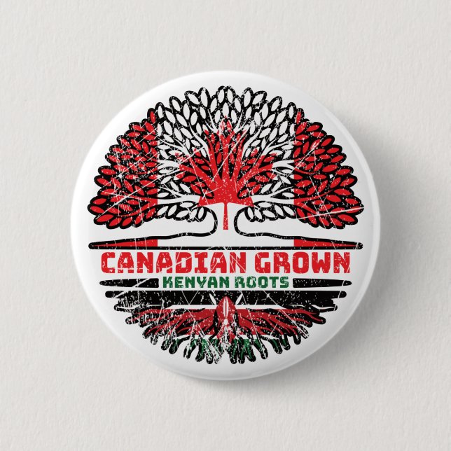 Kenyan Kenya Canadian Canada Tree Roots Flag 2 Inch Round Button (Front)