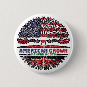 Kenyan Kenya US American USA United States Tree 2 Inch Round Button