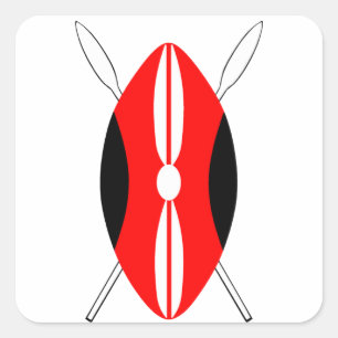 Kenyan Maasai Shield Square Sticker
