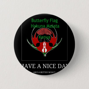 Kenyan Shield Design: Butterfly Flag.  2 Inch Round Button
