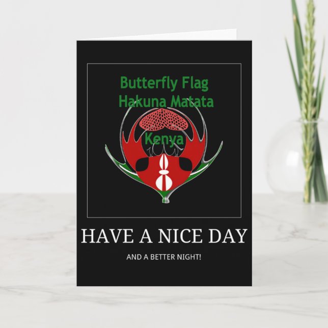 Kenyan Shield Design: Butterfly Flag.  Card (Front)