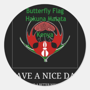 Kenyan Shield Design: Butterfly Flag.  Classic Round Sticker