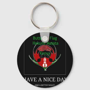 Kenyan Shield Design: Butterfly Flag.  Keychain