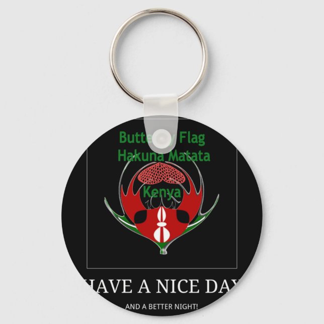 Kenyan Shield Design: Butterfly Flag.  Keychain (Front)