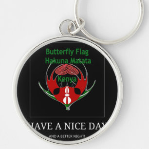 Kenyan Shield Design: Butterfly Flag.  Keychain