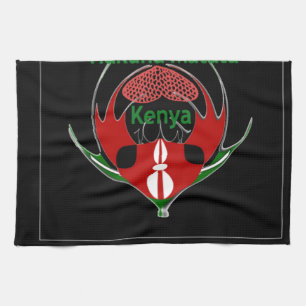 Kenyan Shield Design: Butterfly Flag. Kitchen Towel