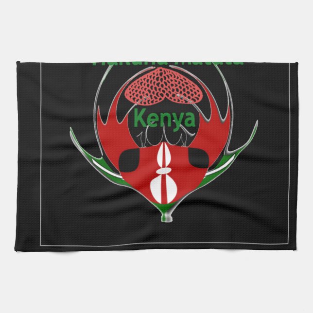 Kenyan Shield Design: Butterfly Flag.  Kitchen Towel (Horizontal)