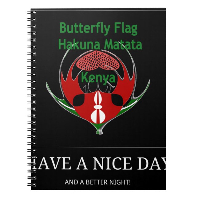 Kenyan Shield Design: Butterfly Flag.  Notebook (Front)