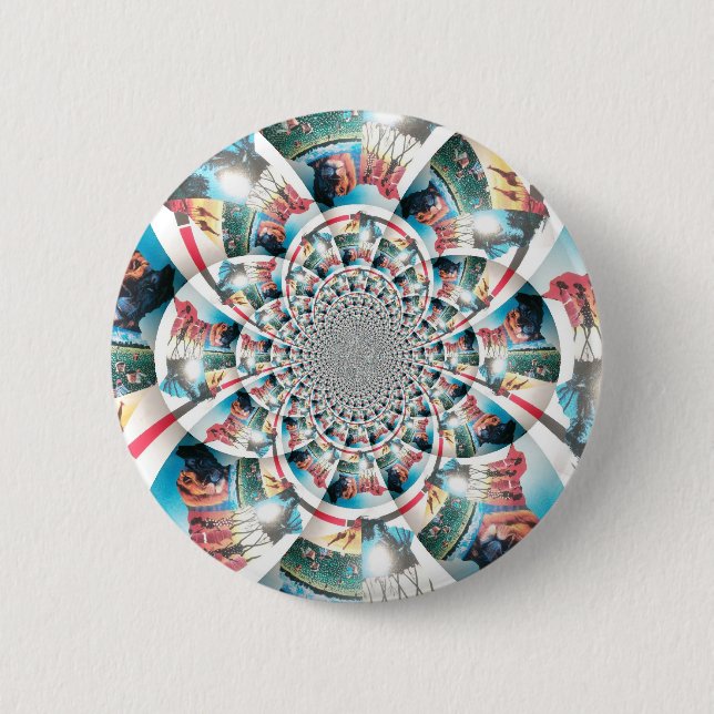 Kenyan Tapestry Kaleidoscope Art Print 2 Inch Round Button (Front)