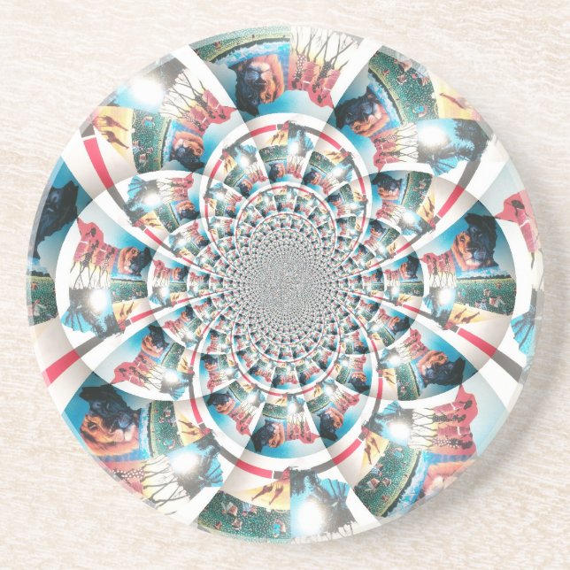 Kenyan Tapestry Kaleidoscope Art Print Coaster (Front)
