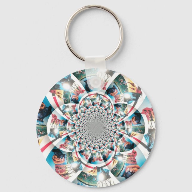 Kenyan Tapestry Kaleidoscope Art Print Keychain (Front)