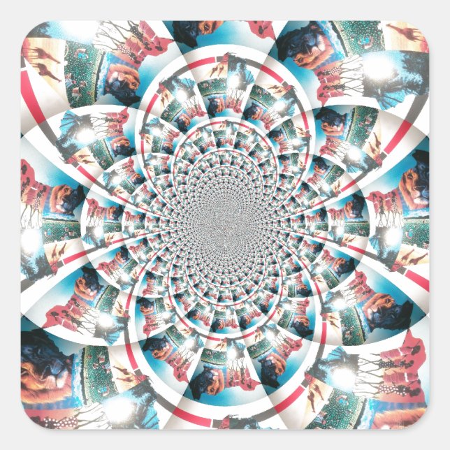 Kenyan Tapestry Kaleidoscope Art Print Square Sticker (Front)