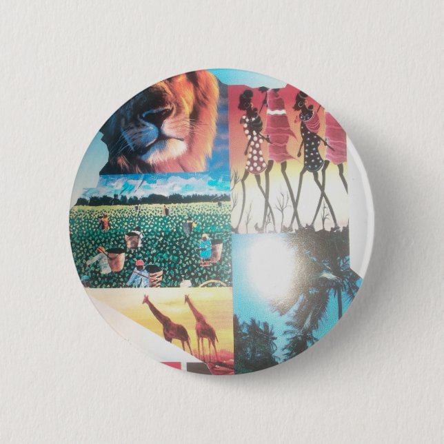 Kenyan Tapestry: Wildlife, Culture & Coastal Beach 2 Inch Round Button (Front)