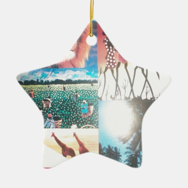 Kenyan Tapestry: Wildlife, Culture,& Coastal Beach Ceramic Ornament (Front)