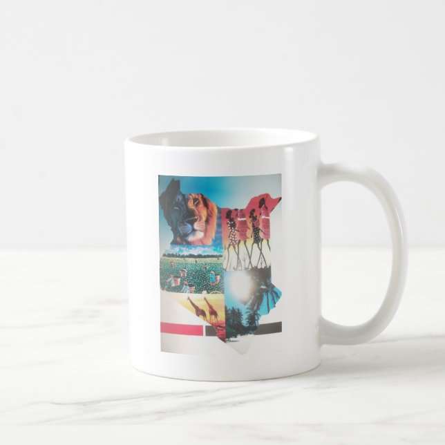 Kenyan Tapestry: Wildlife, Culture & Coastal Beach Coffee Mug (Right)