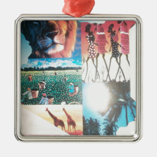 Kenyan Tapestry: Wildlife, Culture,& Coastal Beach Metal Ornament