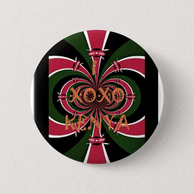 Kenyan Travel Gift – Hugs & Kisses Design 2 Inch Round Button (Front)
