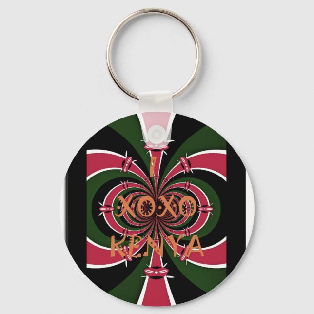 Kenyan Travel Gift – Hugs & Kisses Design Keychain (Front)
