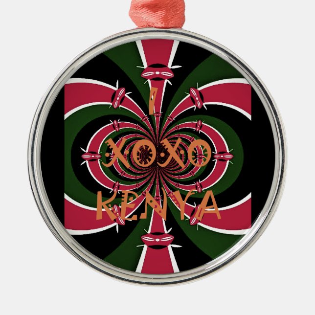 Kenyan Travel Gift – Hugs & Kisses Design Metal Ornament (Front)