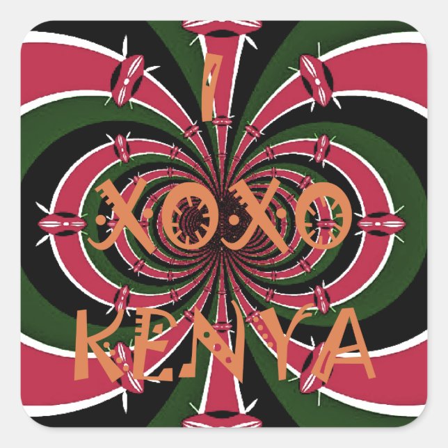 Kenyan Travel Gift – Hugs & Kisses Design Square Sticker (Front)