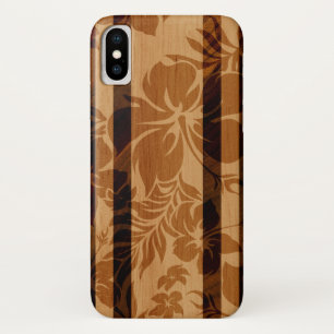 Keokea Beach Hibiscus Faux Wood Surfboard Case-Mate iPhone Case