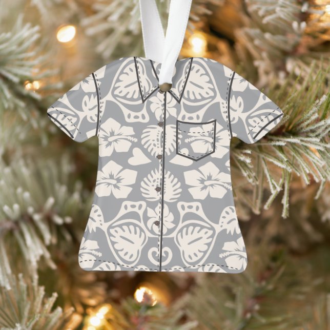 Keoni Hawaiian Monstera Leaf Damask Aloha Shirt Ornament (Tree)