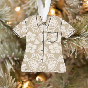 Keoni Hawaiian Monstera Leaf Damask Aloha Shirt Ornament