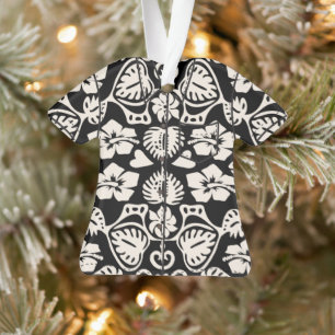 Keoni Hawaiian Monstera Leaf Damask Aloha Shirt Ornament