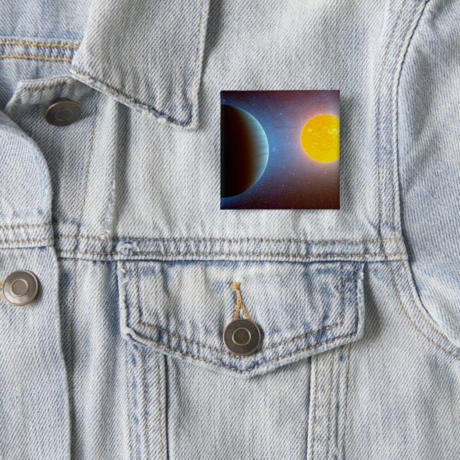 Kepler-10 Star System. 2 Inch Square Button (In Situ)