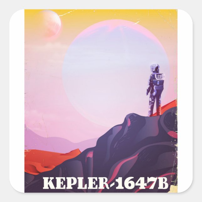 Kepler - 1647B travel poster Square Sticker (Front)
