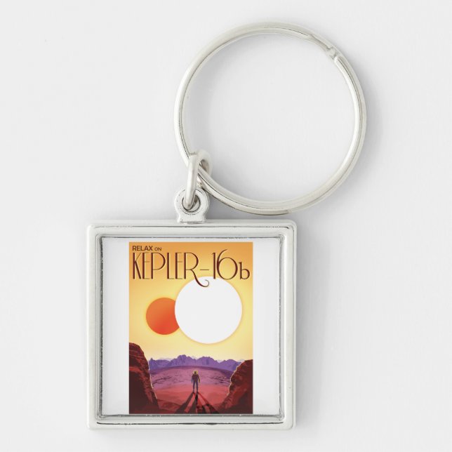 Kepler-16b: Binary Solar Sunset Fine Art Space Keychain (Front)