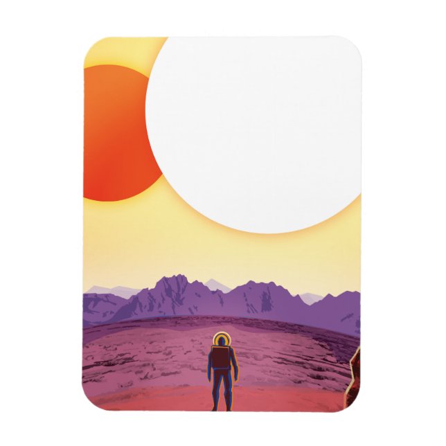 Kepler-16b: Binary Solar Sunset Fine Art Space Magnet (Vertical)