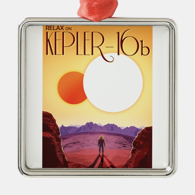 Kepler-16b: Binary Solar Sunset Fine Art Space Metal Ornament (Front)