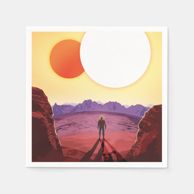 Kepler-16b: Binary Solar Sunset Fine Art Space Napkin (Front)