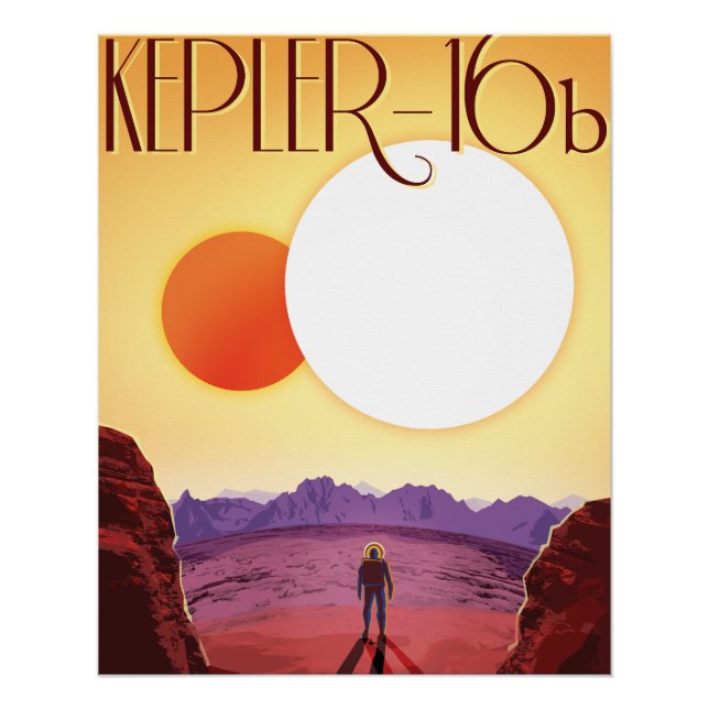 Kepler-16b: Binary Solar Sunset Fine Art Space Poster (Front)