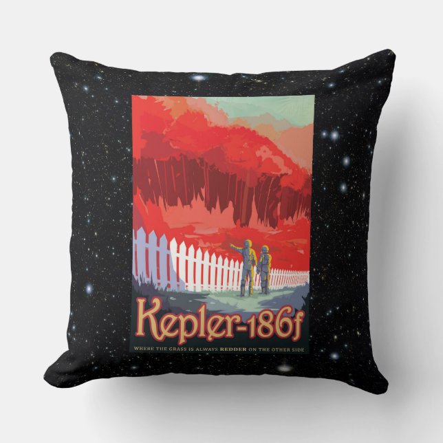 Kepler 186f Where the Grass is Alway Red Throw Pillow (Front)