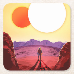 Kepler Space Travel Destination Planet Adventure Square Paper Coaster