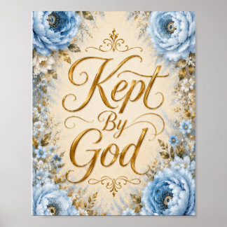 Kept By God Blue & White Floral Wall Art