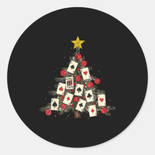 Ker Cards Christmas Tree Gambling Funny Xmas Men Classic Round Sticker