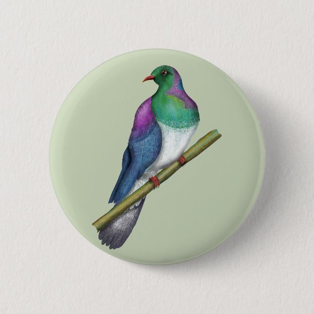 Kereru Wood pigeon 2 Inch Round Button (Front)
