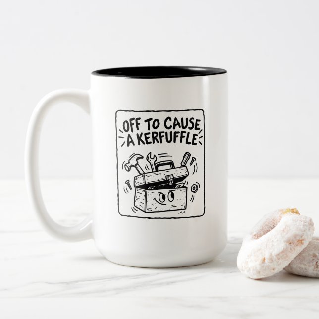 Kerfuffle Starter Toolbox Mischief Mode Two-Tone Coffee Mug (With Donut)