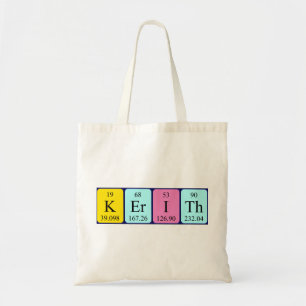 Kerith periodic table name tote bag
